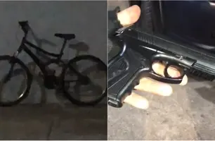 Bandido em bicicleta é preso durante arrastão em posto de combustíveis de Teresina (Foto: Reprodução)