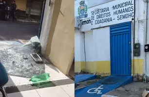 Bandidos quebram porta e invadem prédio de secretaria em Timon (Foto: Reprodução)