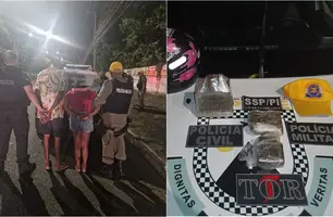 Casal preso e material apreendido pela polícia (Foto: Reprodução)