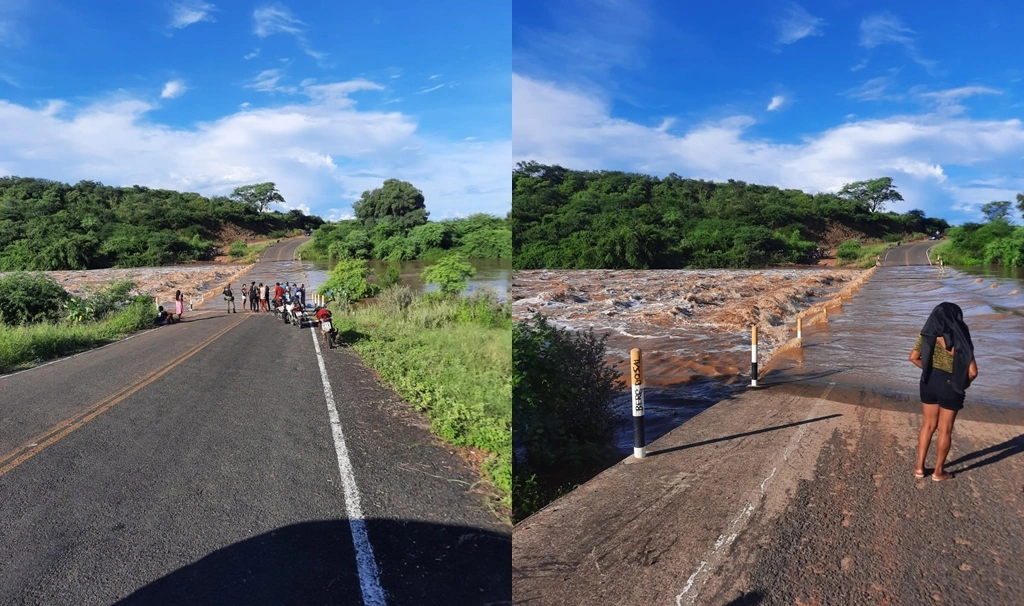 Homem some ao tentar atravessar via interditada por rio que transbordou no Piauí