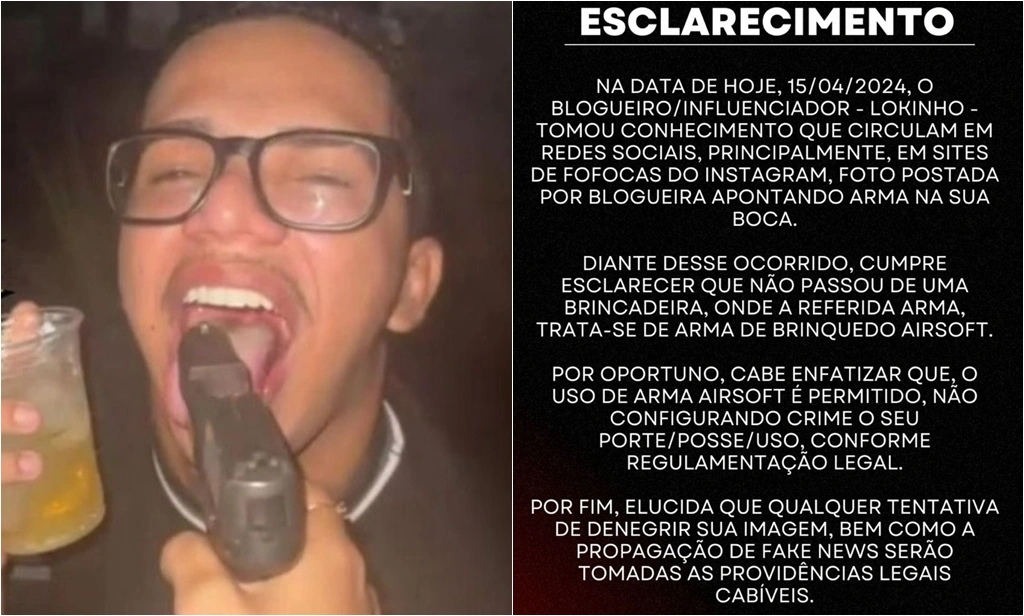 Lokinho teve foto com arma na boca publicada nas redes sociais