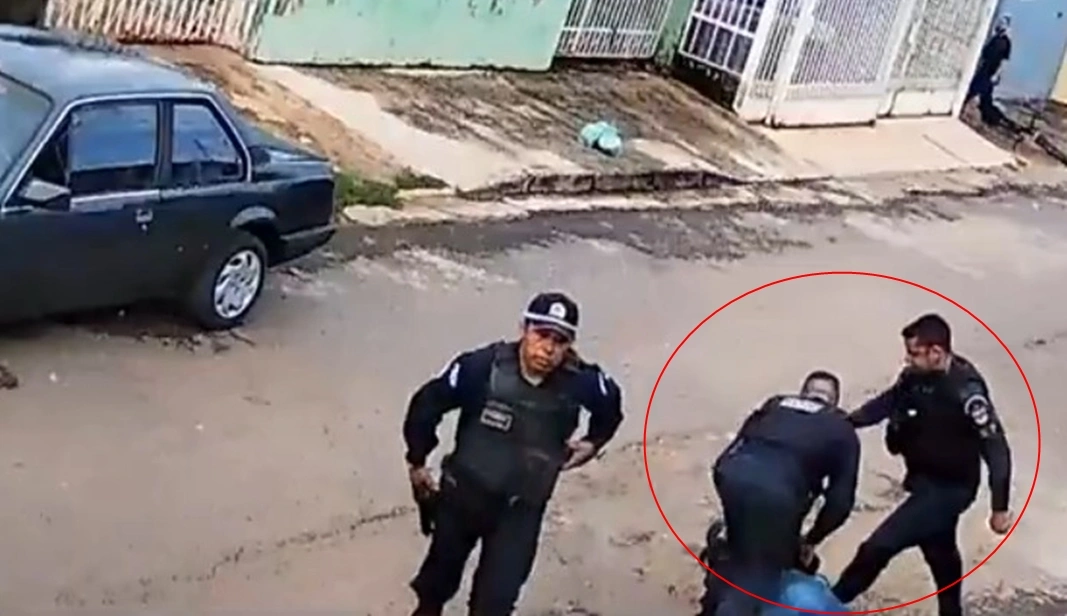 Momento da agressão contra a mulher
