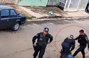 Momento da agressão contra a mulher (Foto: Reprodução)