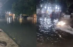 Moradores denunciam ruas alagadas após chuva em bairro de Teresina (Foto: Reprodução)