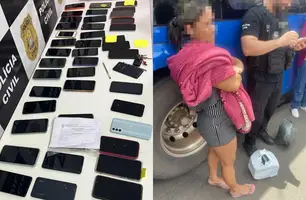 Mulher é presa com mais de 43 celulares roubados durante festa em José de Freitas (Foto: Reprodução)
