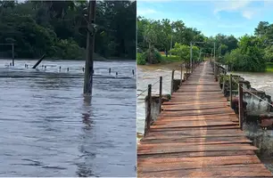 Ponte cede em Pau D'arco (Foto: Reprodução)