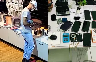 Presos suspeitos de roubar mais de 30 celulares de loja na zona Leste de Teresina (Foto: Reprodução)