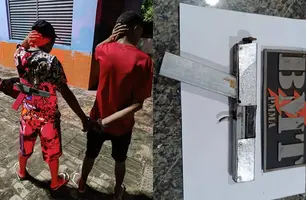 Suspeitos presos e material apreendido (Foto: Divulgação/PM)