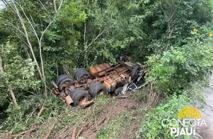 Tombamento de caminhão deixa condutor morto entre Eliseu Martins e Canto do Buriti (Foto: Tiago Moura/Conecta Piauí)