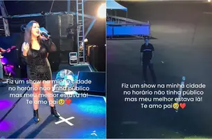 Cantora faz show apenas com pai na plateia (Foto: Reprodução)