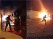 Carro fica totalmente destruído após incêndio de grande proporção em Parnaíba