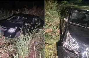 Carro tomba na PI-477, em Pedro II (Foto: Reprodução)