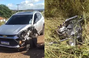 Casal fica gravemente ferido após carro invadir contramão e bater em moto no Piauí (Foto: Reprodução)