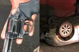 'Cena de Filme': durante fuga, criminoso capota carro e troca tiros com policiais (Foto: Conecta Piauí)