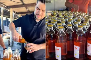 Dogim Félix visita fábrica de cajuína (Foto: Reprodução)