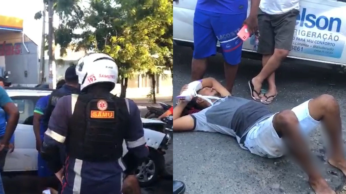 Homem com sinais de embriaguez atravessa sinal e causa acidente em Teresina