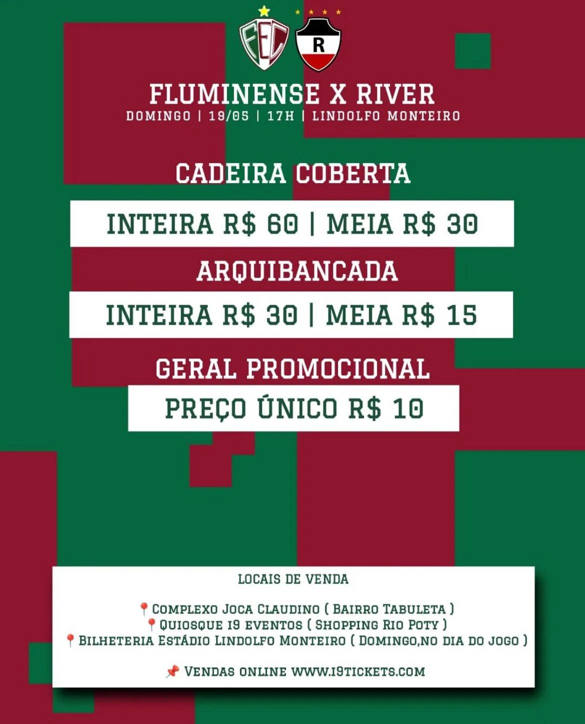 Ingressos de Fluminense-PI e River-PI