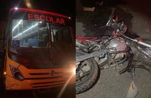 Motociclista morre ao colidir contra ônibus escolar na BR-020 em Simplício Mendes (Foto: Reprodução)