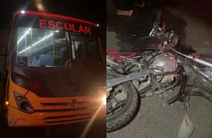 Motociclista morre ao colidir contra ônibus escolar na BR-020 em Simplício Mendes (Foto: Reprodução)