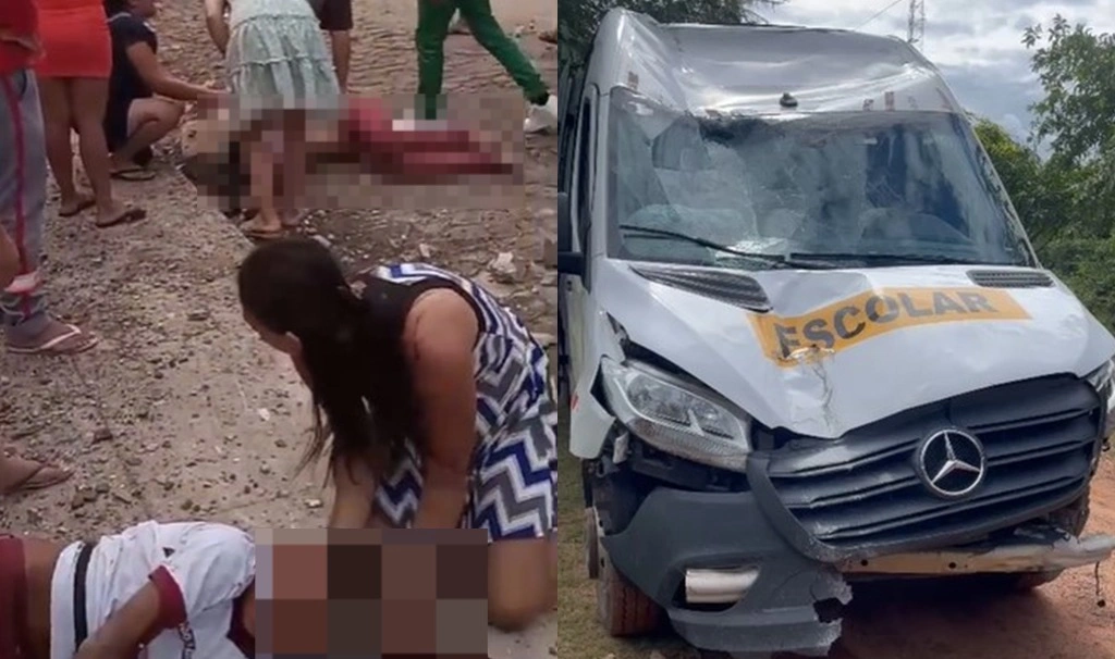 Ônibus escolar perde o controle e atropela estudantes no Piauí; um morreu no local