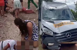 Ônibus escolar perde o controle e atropela estudantes no Piauí; um morreu no local (Foto: Reprodução)