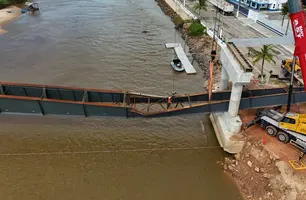 Parte da estrutura da obra cedeu neste domingo (26/05) (Foto: Conecta Piauí)