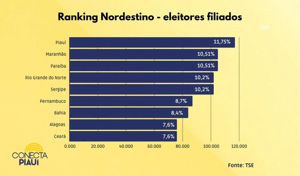 Piauí tem o segundo maior índice de eleitores filiados em partidos no país