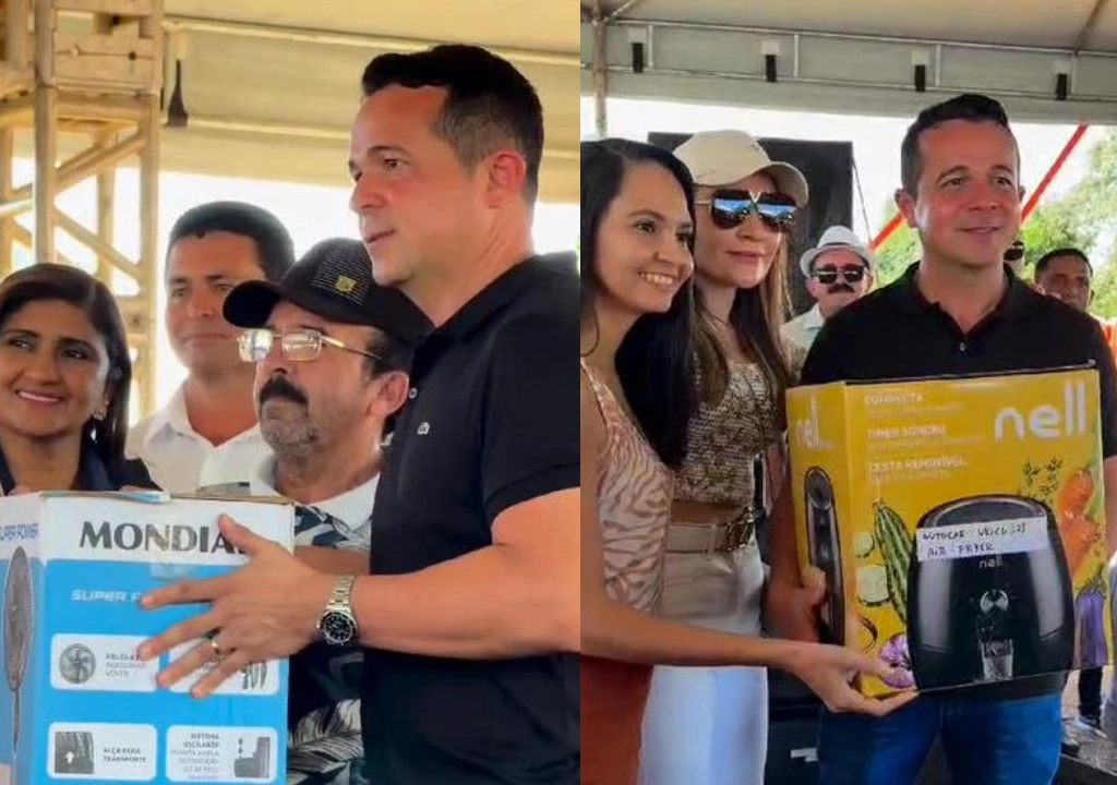 Prefeito e pré-candidato a reelieção em Sussuapara-Pi, Naerton Moura, distribuiu brindes em festa no município