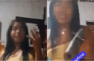 'Princesinha de Teresina' fez uma live exibindo arma conhecida como 'macaquinha' (Foto: Reprodução)
