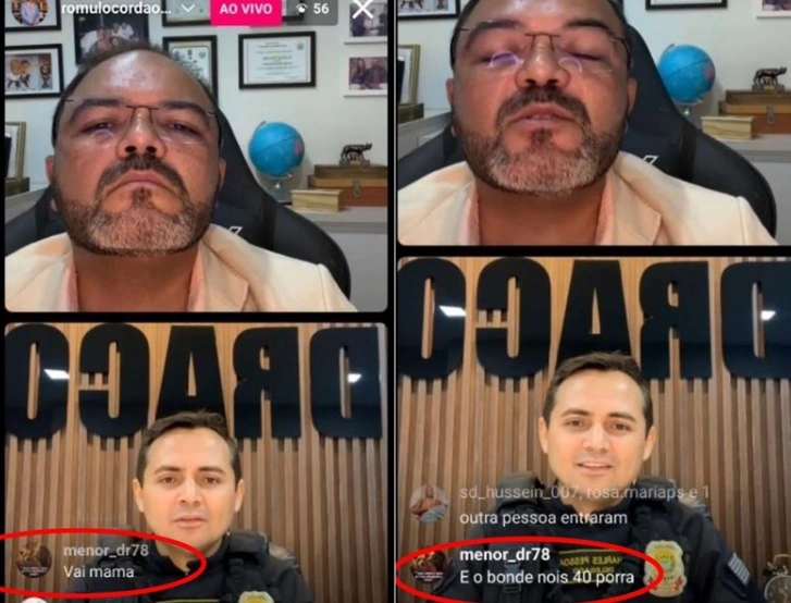 Prints das ameaças feitas na live