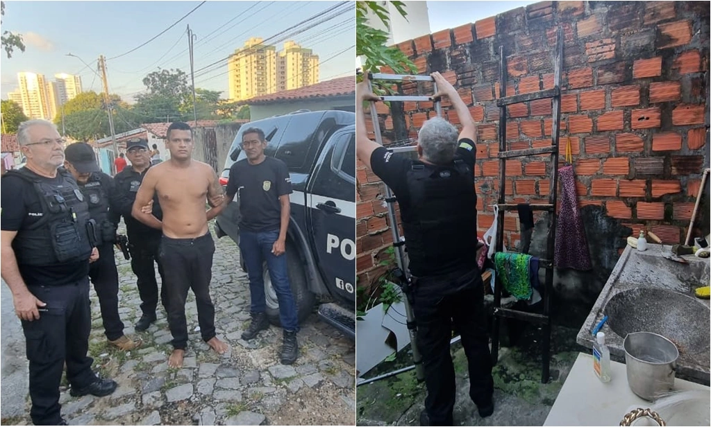 Suspeito tentou fugir usando uma escada