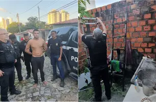 Suspeito tentou fugir usando uma escada (Foto: Reprodução)