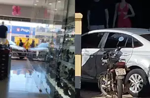 Timon: Carreta arrasta dois carros e um deles vai parar dentro de loja (Foto: Reprodução)