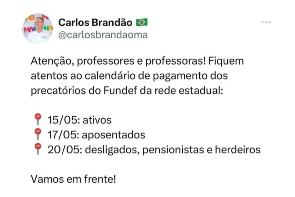 Urgente ! Governador Brandão anuncia data de pagamento dos precatórios do Fundef