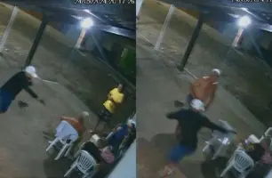 Vídeo flagra momento que policial militar é baleado após reagir a assalto no Piauí (Foto: Reprodução)