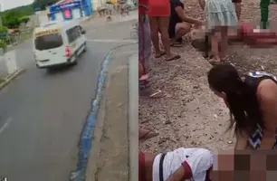 Vídeo flagra momento que van escolar desgovernada atropela estudantes no Piauí (Foto: Reprodução)