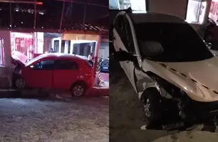 Criminosos batem carro roubado e invadem casa durante perseguição em Teresina (Foto: Reprodução)