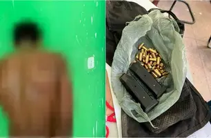 E.S. de C. e material apreendido durante sua prisão (Foto: Reprodução)