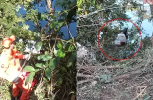 Homem se envolve em acidente e morre após carro ficar submerso na água em Teresina (Foto: Reprodução)