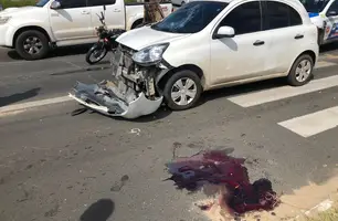 Idoso morre em grave acidente entre carro e moto na zona Sul de Teresina (Foto: Reprodução)
