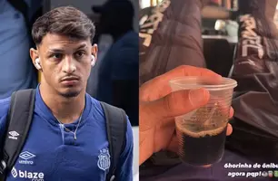 Jogador do Santos é multado após postar stories reclamando de viagem de ônibus (Foto: Reprodução/Redes Sociais)