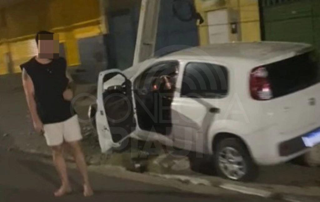 Motorista supostamente embriagado colide em poste na zona Norte de Teresina