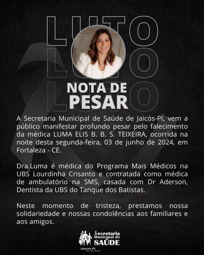 Nota da Secretaria Municipal de Saúde de Jaicós