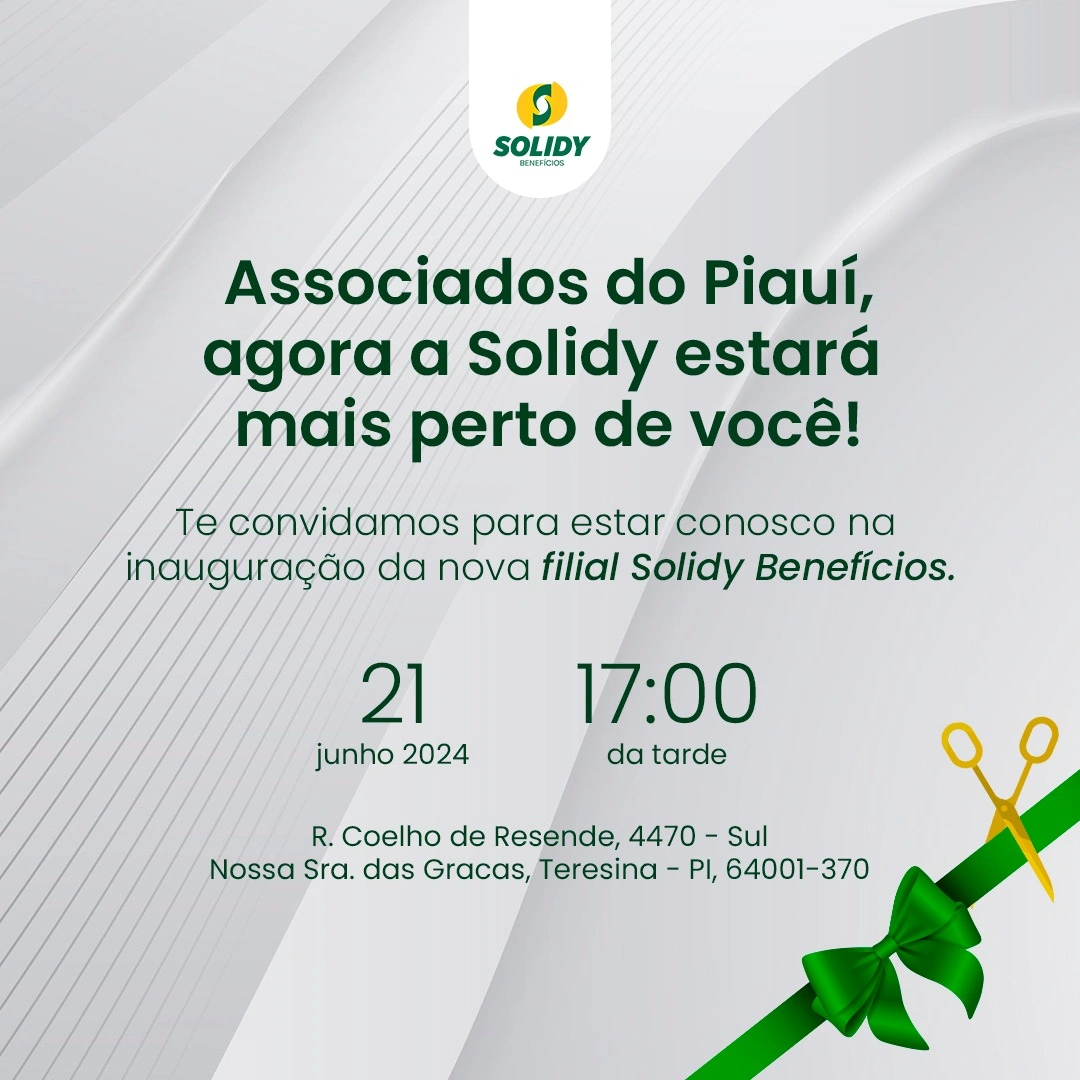 Nova filial da Solidy Benefícios será inaugurada nesta sexta (21) em Teresina