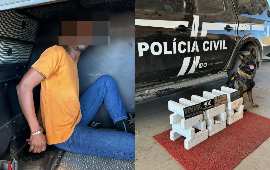 Polícia Civil prende homem com 24 tabletes de drogas dentro de ônibus em Bom Jesus