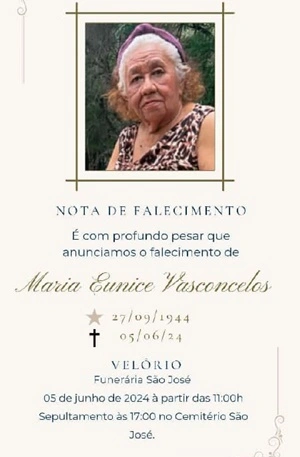 Timon: Família comunica o falecimento da professora Maria Eunice Vasconcelos