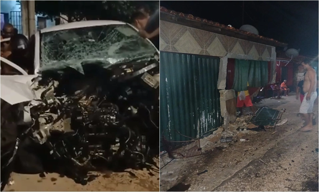 Três pessoas ficam feridas após veículo desgovernador colidir em casa em Teresina