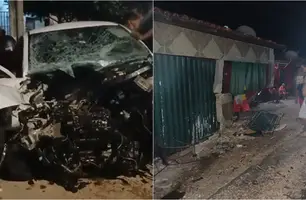 Três pessoas ficam feridas após veículo desgovernador colidir em casa em Teresina (Foto: Reprodução)