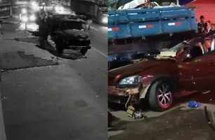 Vídeo mostra colisão de carro contra caminhão que deixou mulher morta em Picos (Foto: Reprodução)