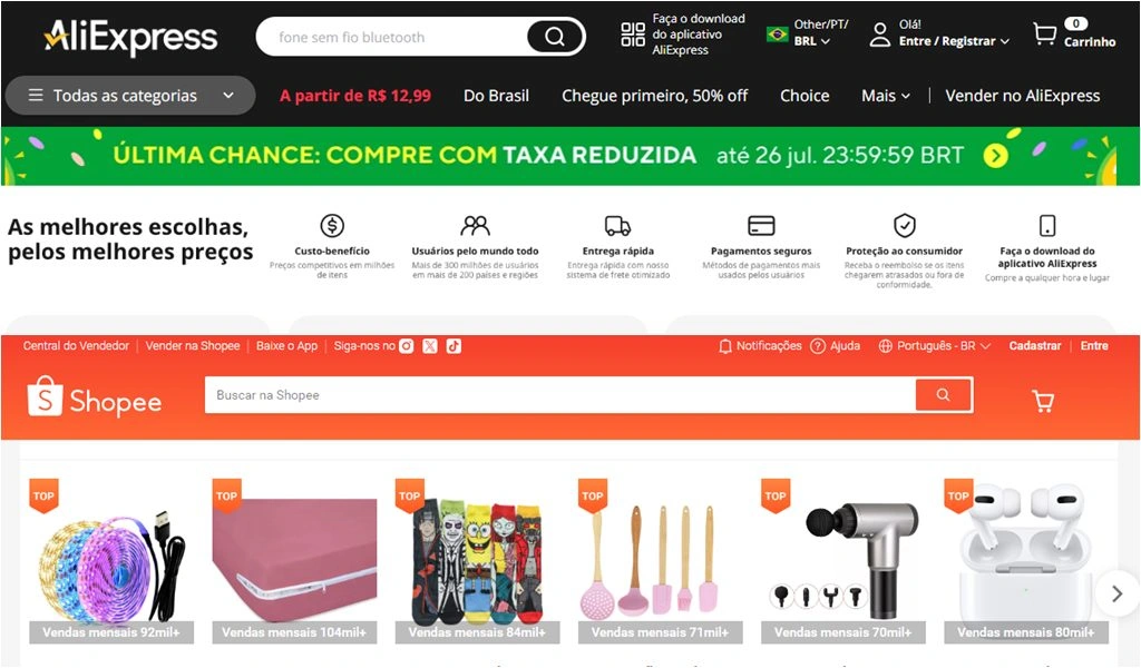 AliExpress e Shopee